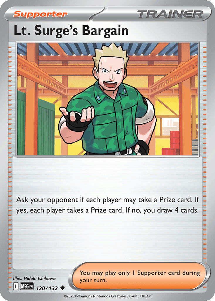 Lt. Surge's Bargain — Mega Evolution Pokemon card