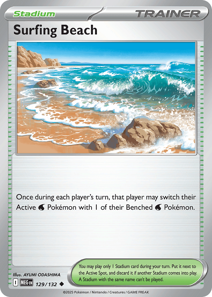 Surfing Beach — Mega Evolution Pokemon card