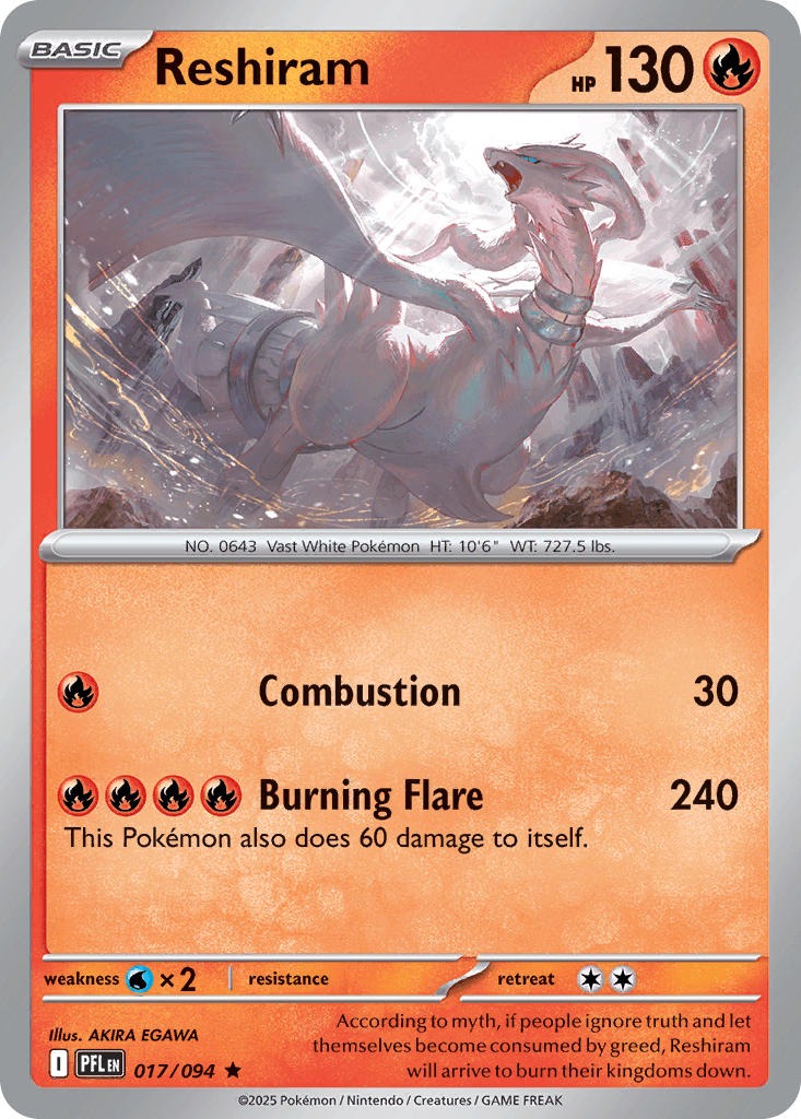 Reshiram — Phantasmal Flames Pokemon card