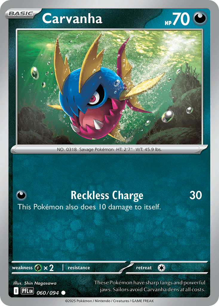 Carvanha — Phantasmal Flames Pokemon card