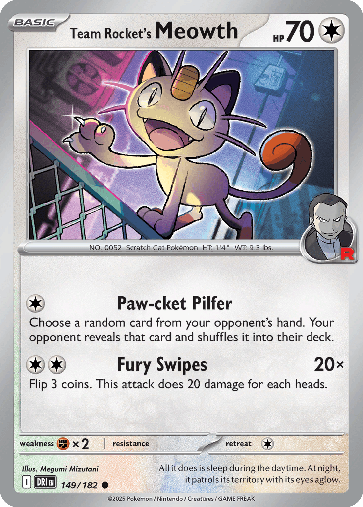 Team Rocket's Meowth — Destined Rivals Pokemon card