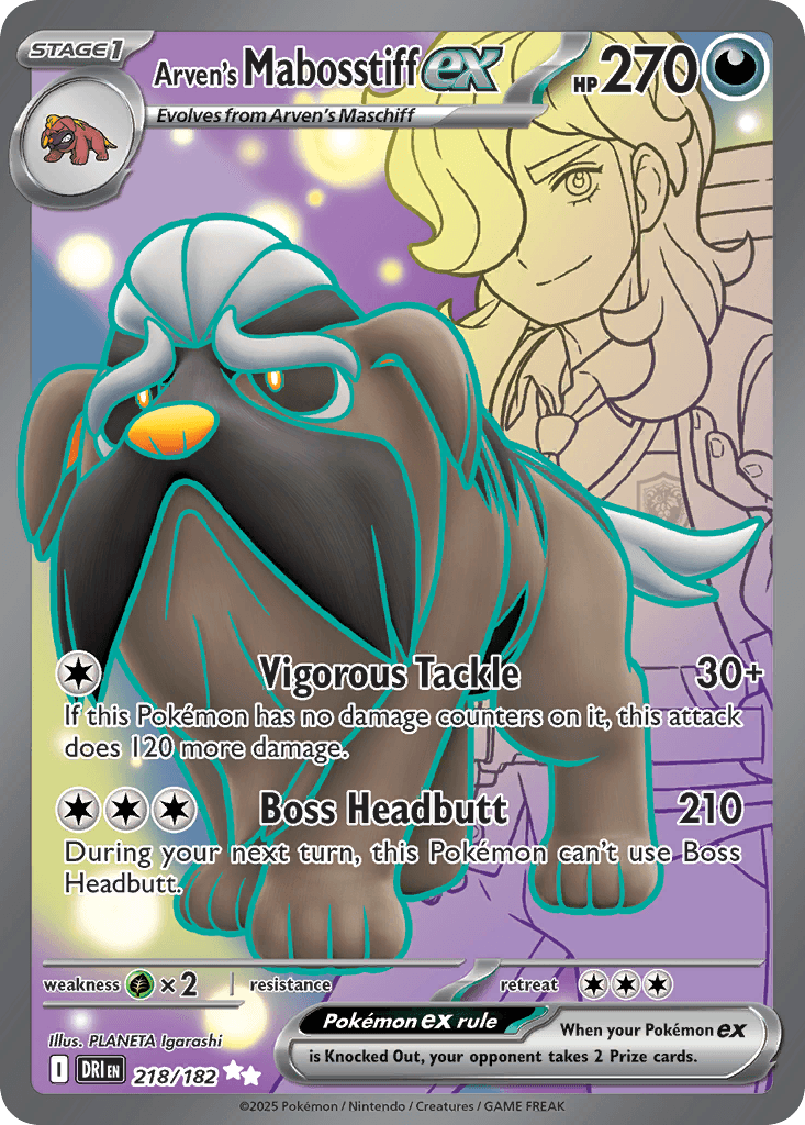 Arven's Mabosstiff ex — Destined Rivals Pokemon card