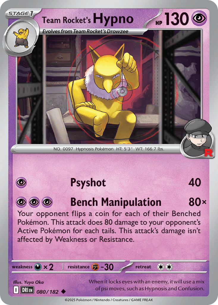 Team Rocket's Hypno — Destined Rivals Pokemon card
