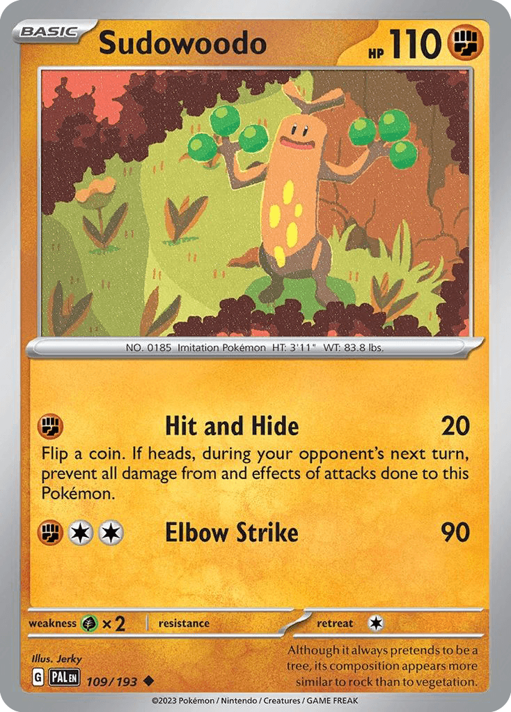 Sudowoodo — Paldea Evolved Pokemon card