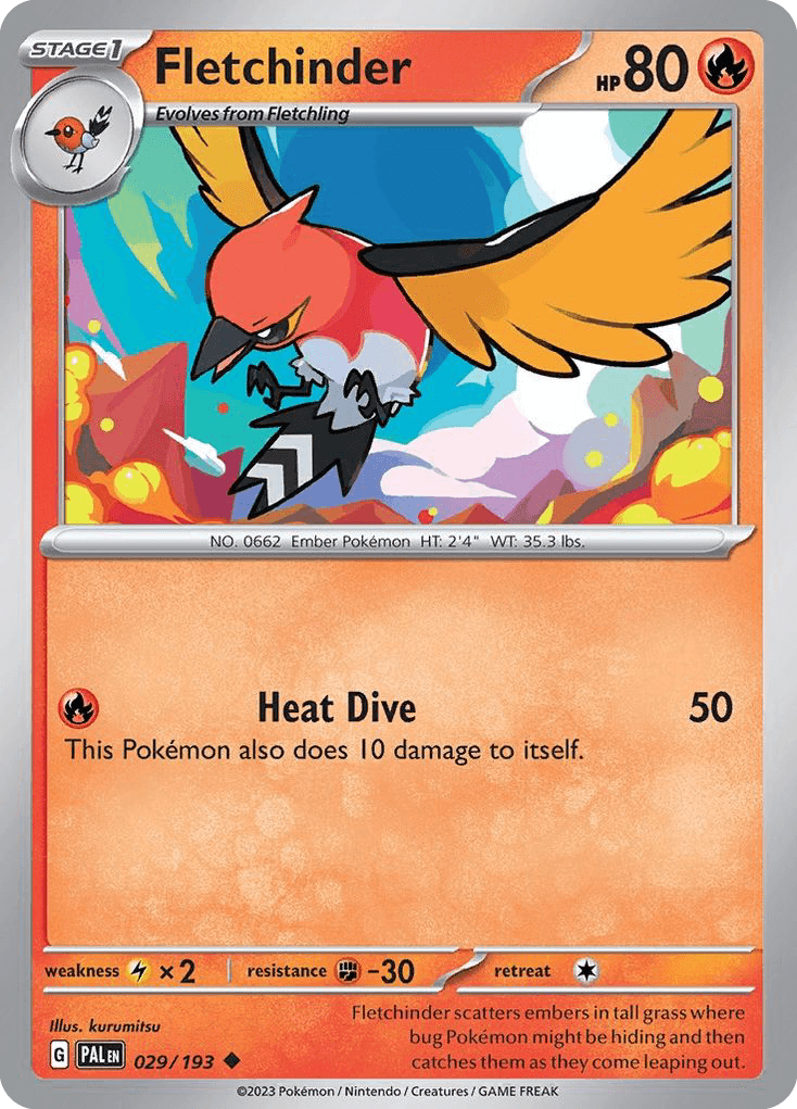 Fletchinder — Paldea Evolved Pokemon card