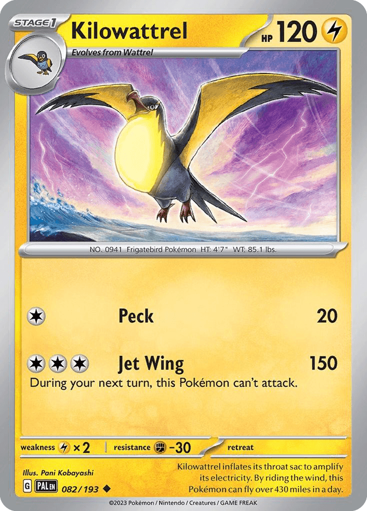 Kilowattrel — Paldea Evolved Pokemon card