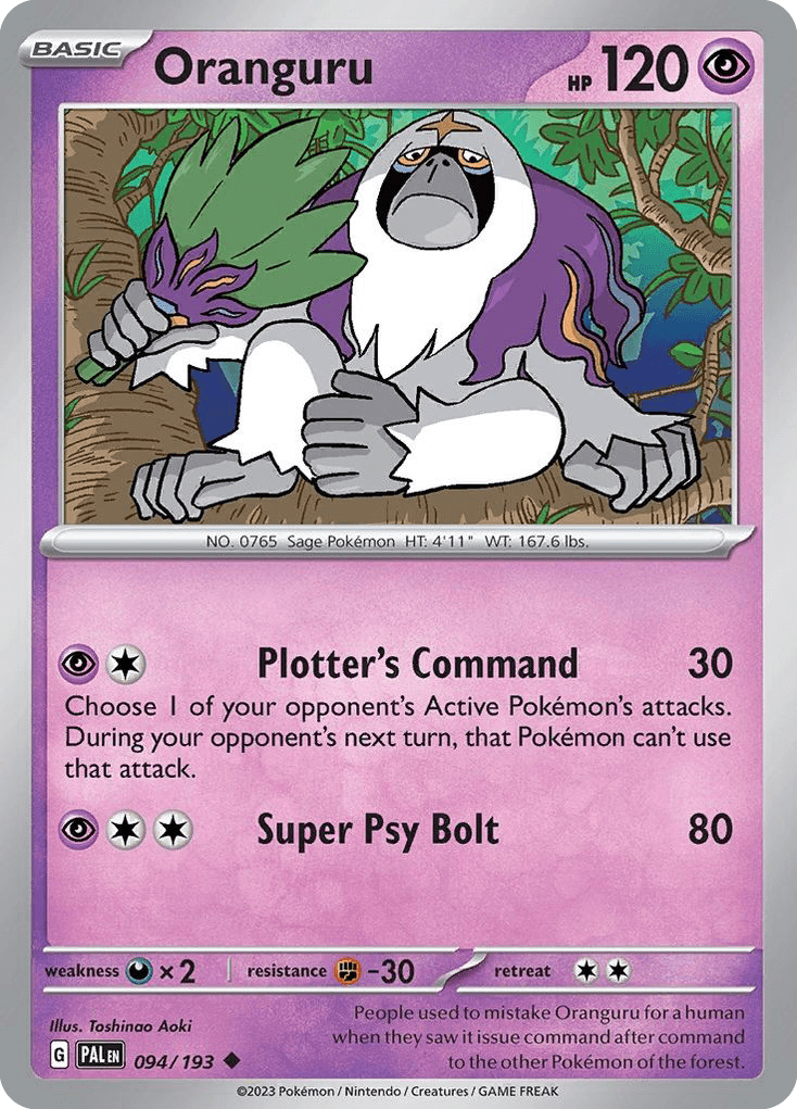 Oranguru — Paldea Evolved Pokemon card