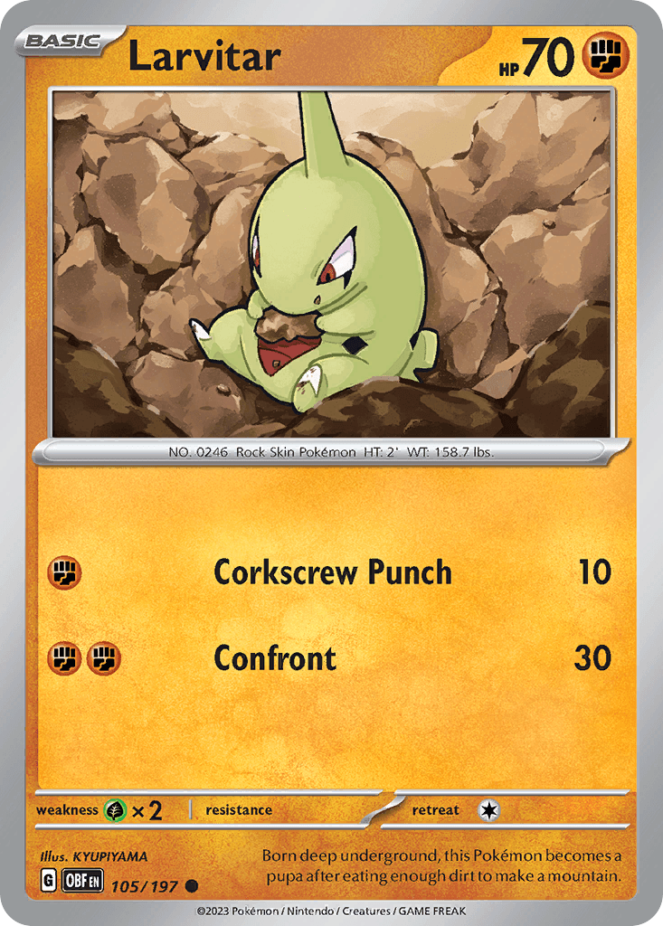 Larvitar — Obsidian Flames Pokemon card