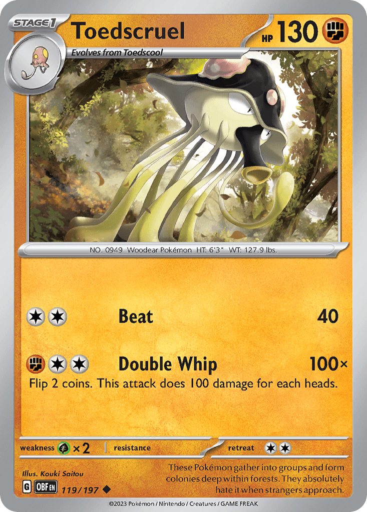 Toedscruel — Obsidian Flames Pokemon card