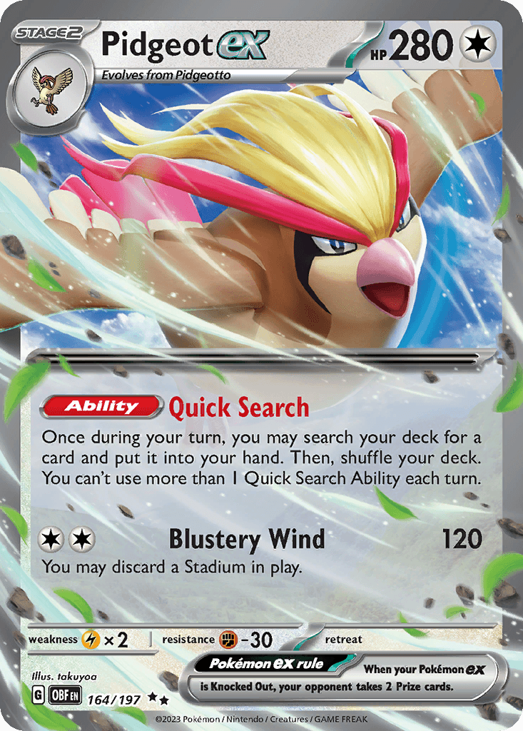 Pidgeot ex — Obsidian Flames Pokemon card