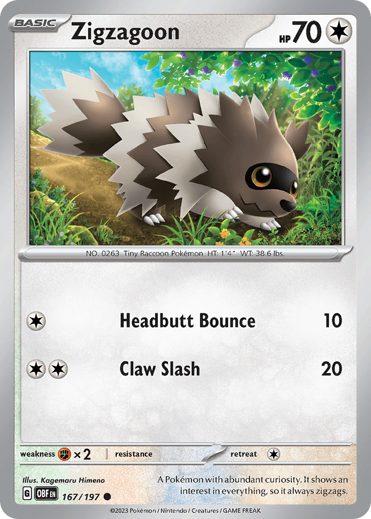 Zigzagoon — Obsidian Flames Pokemon card