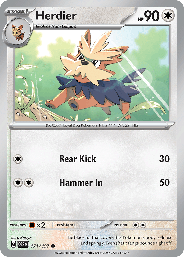 Herdier — Obsidian Flames Pokemon card