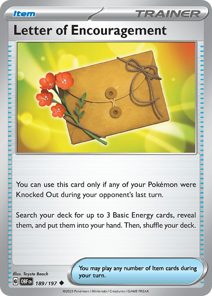 Letter of Encouragement — Obsidian Flames Pokemon card