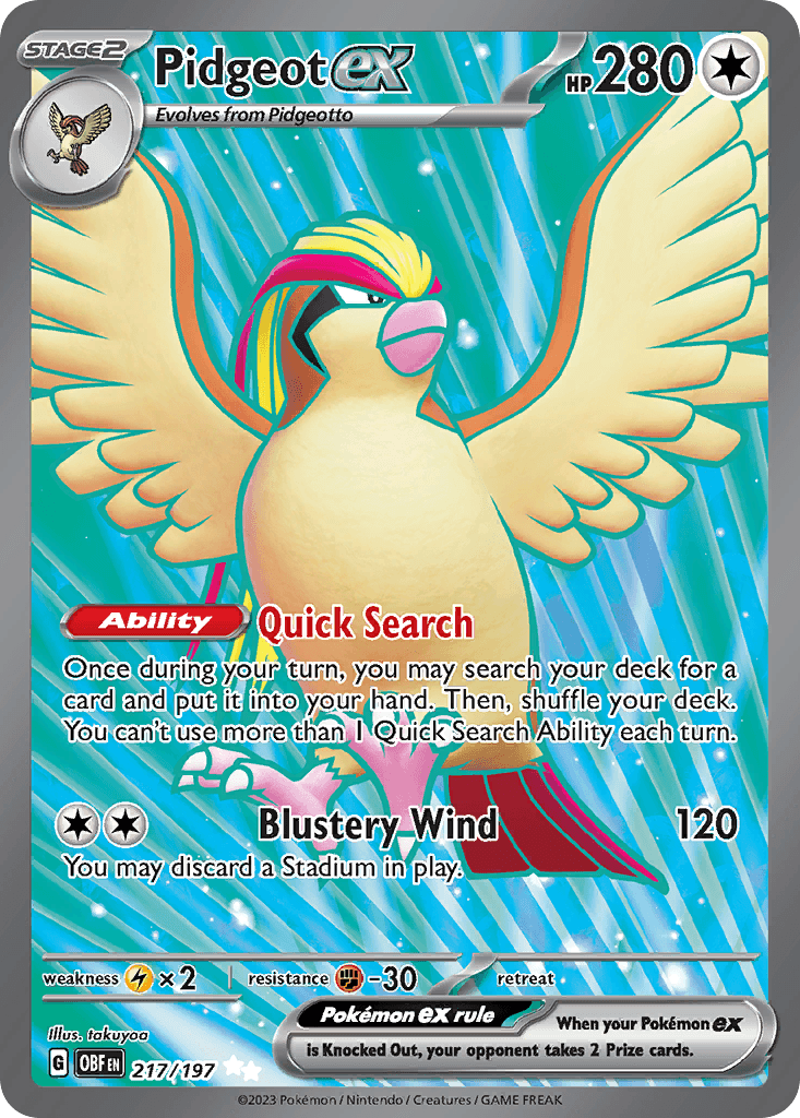 Pidgeot ex — Obsidian Flames Pokemon card