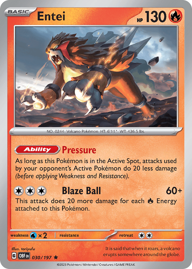 Entei — Obsidian Flames Pokemon card