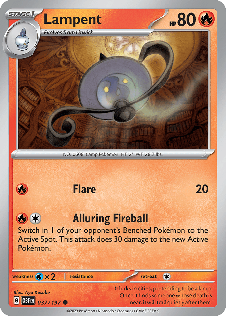 Lampent — Obsidian Flames Pokemon card