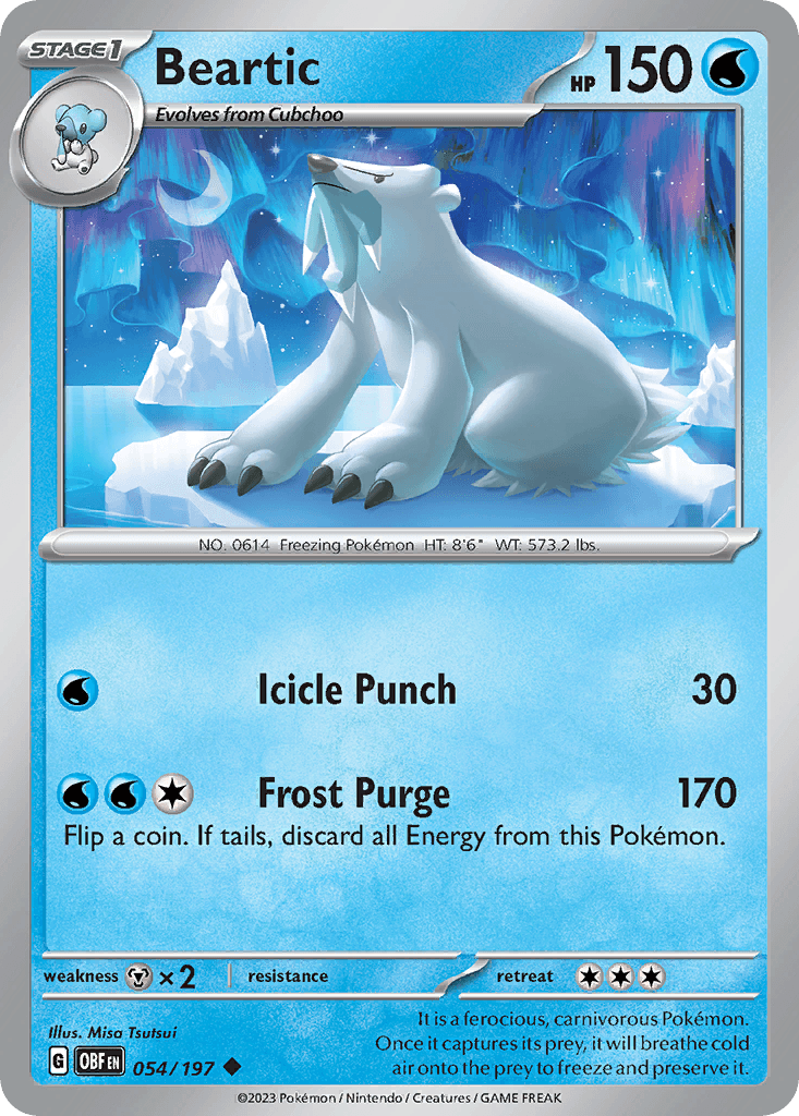 Beartic — Obsidian Flames Pokemon card