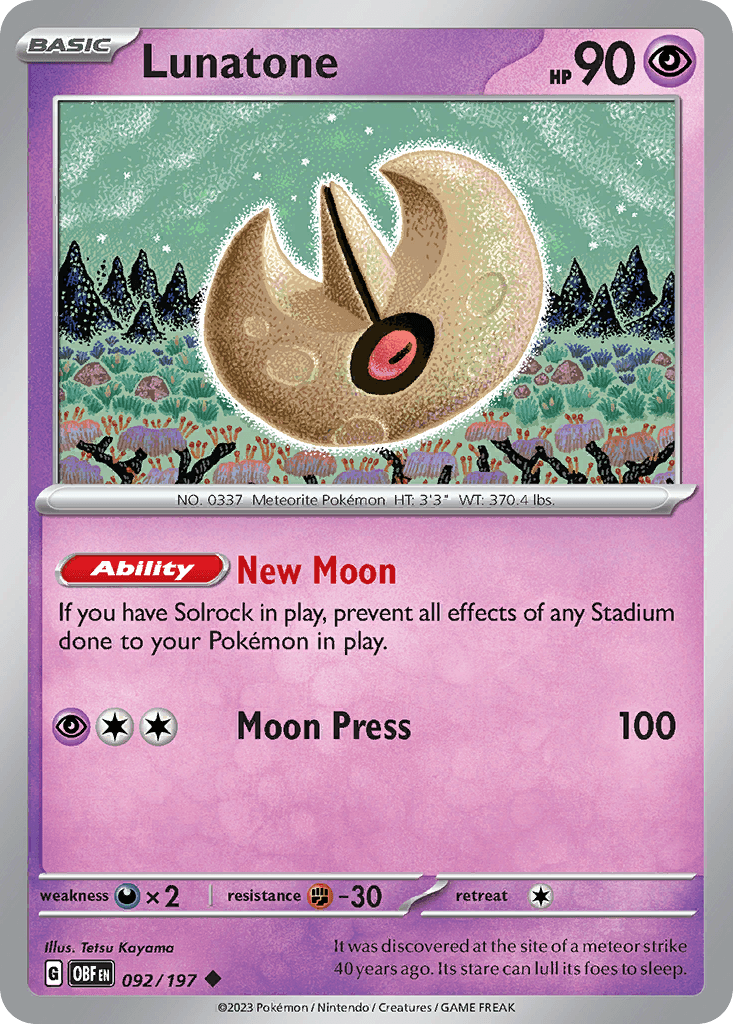 Lunatone — Obsidian Flames Pokemon card