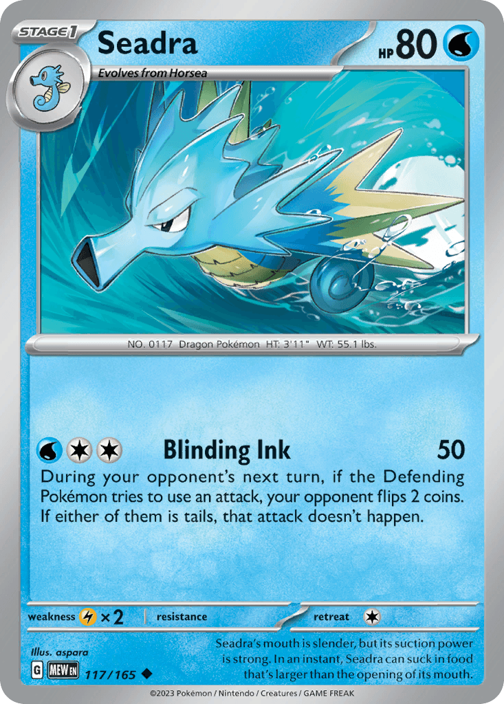 Seadra — 151 Pokemon card