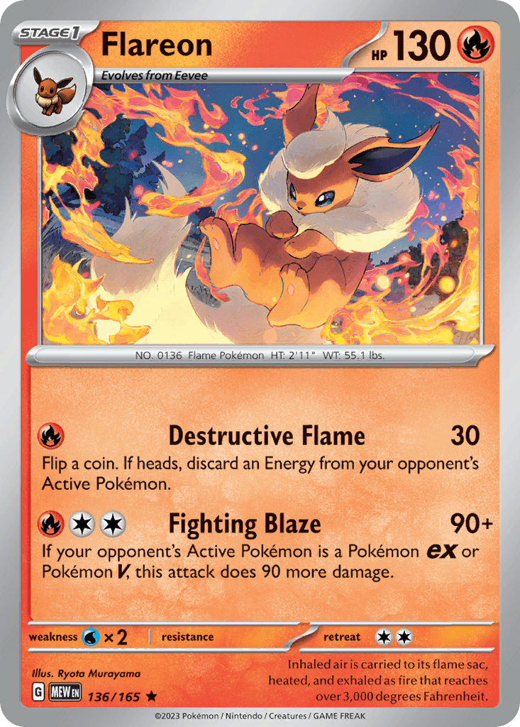 Flareon — 151 Pokemon card