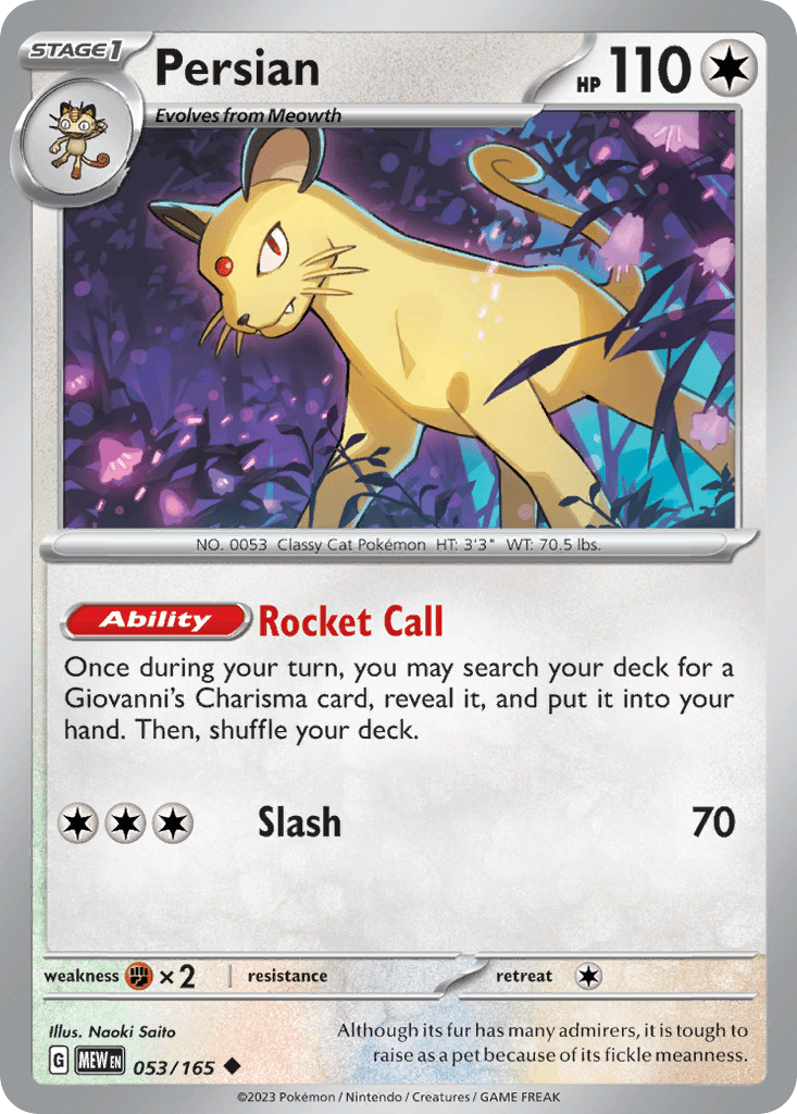 Persian — 151 Pokemon card