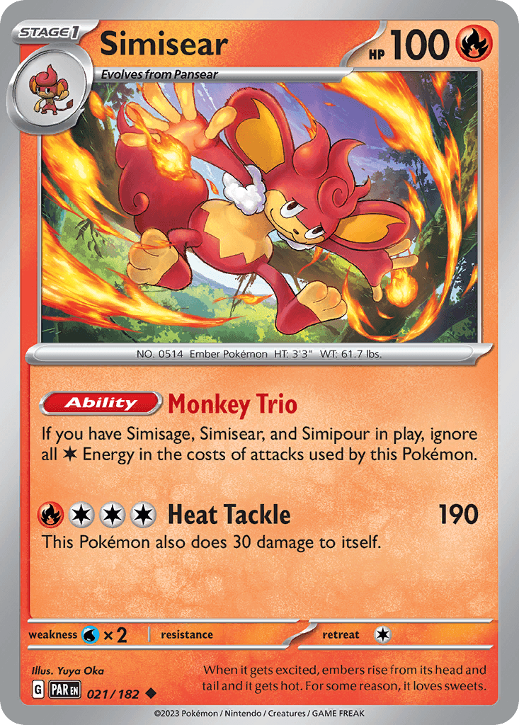 Simisear — Paradox Rift Pokemon card