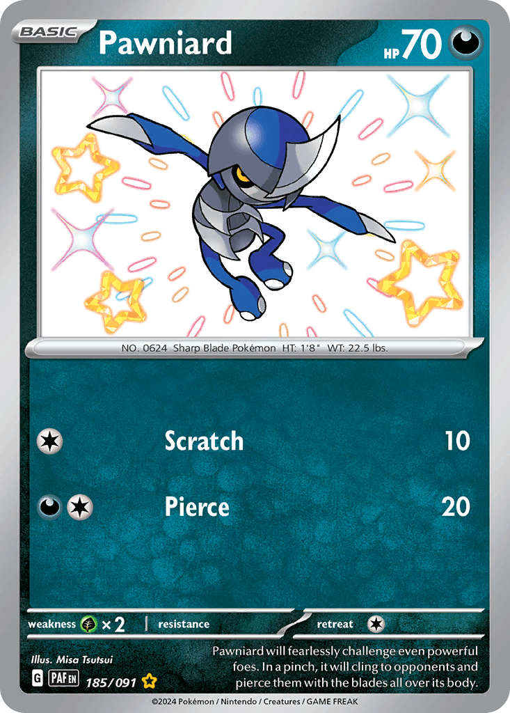 Pawniard — Paldean Fates Pokemon card