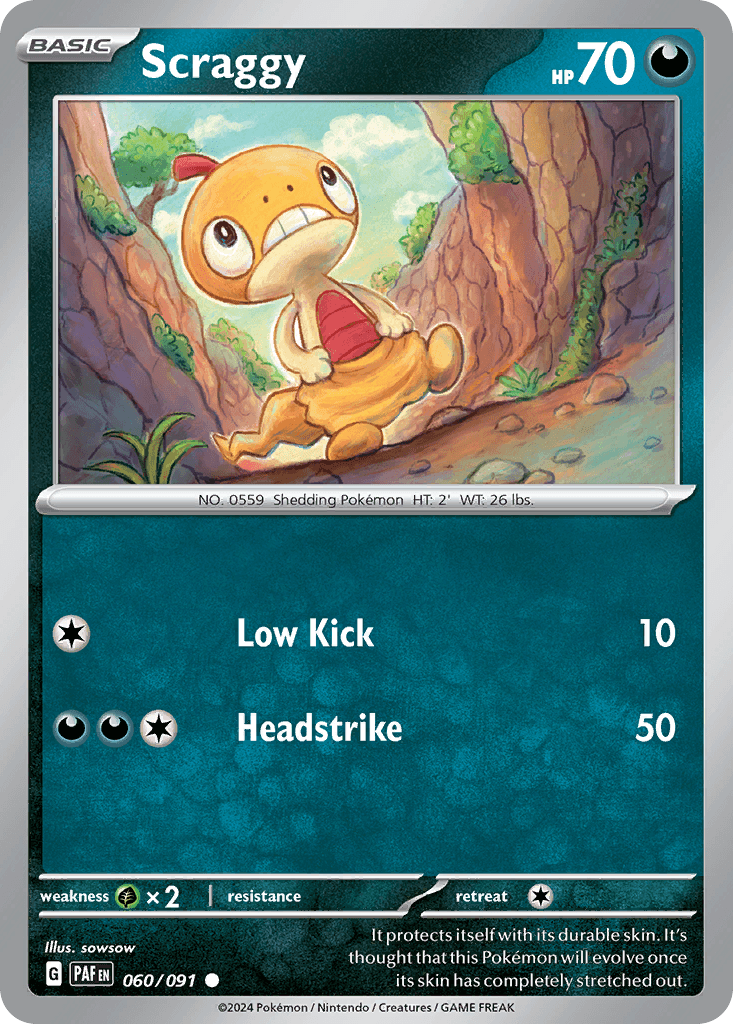 Scraggy — Paldean Fates Pokemon card
