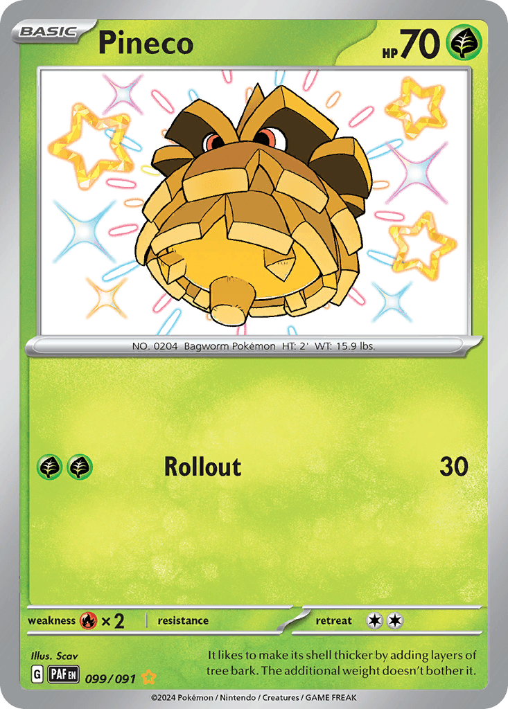Pineco — Paldean Fates Pokemon card
