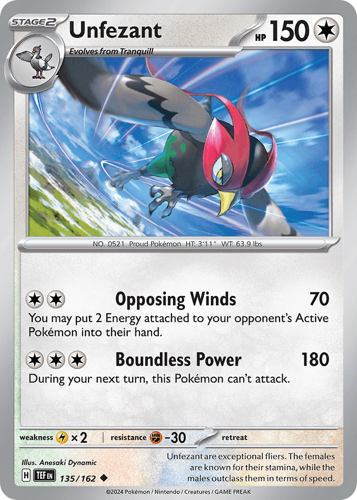 Unfezant — Temporal Forces Pokemon card