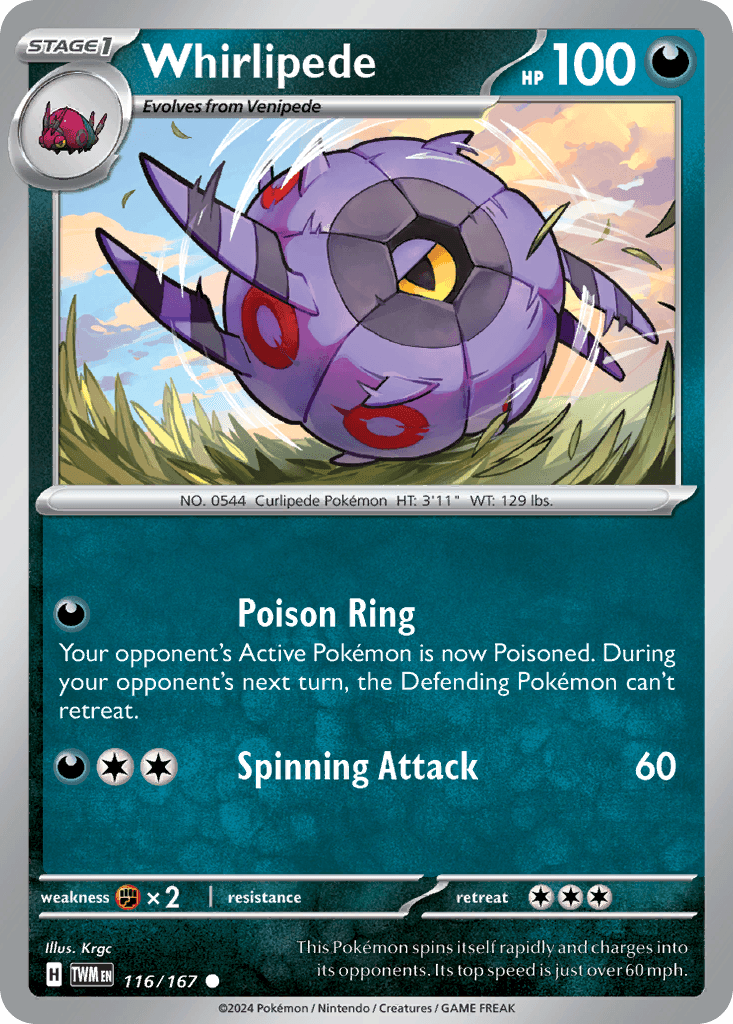 Whirlipede — Twilight Masquerade Pokemon card