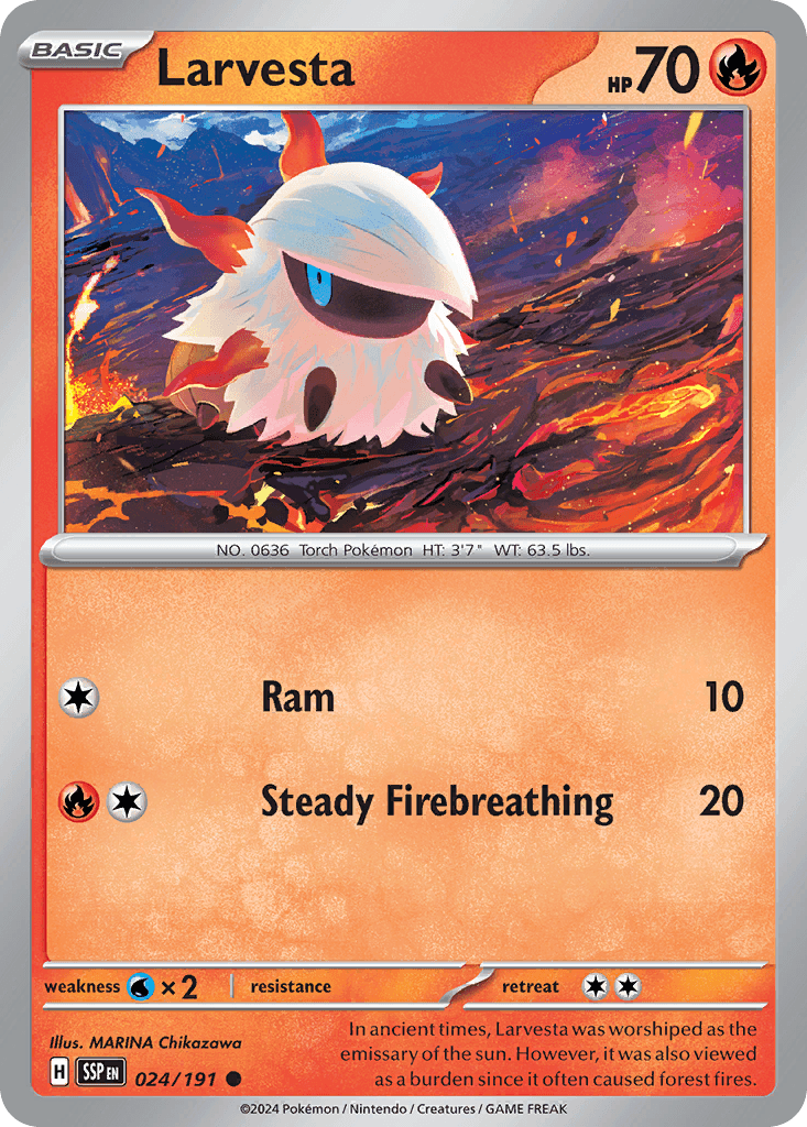 Larvesta — Surging Sparks Pokemon card