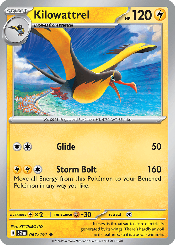 Kilowattrel — Surging Sparks Pokemon card