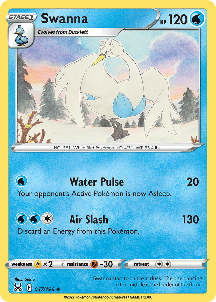 Swanna — Lost Origin Pokemon card