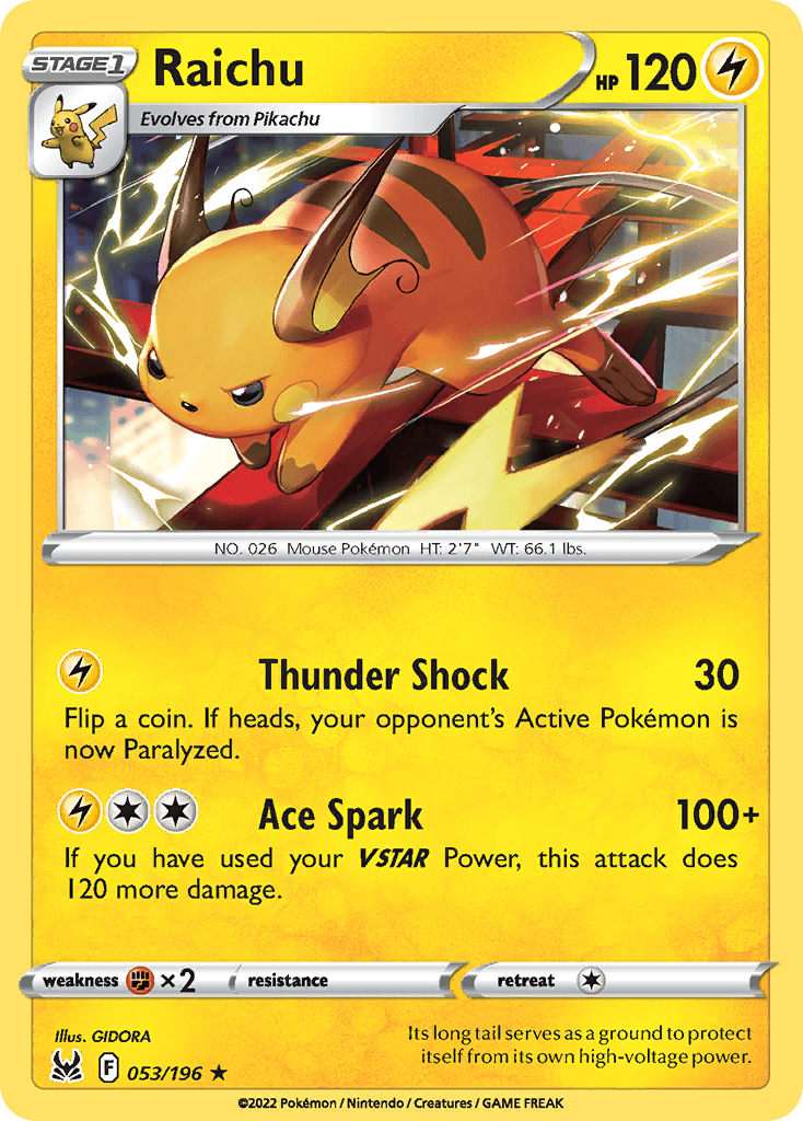 Raichu — Lost Origin Pokemon card