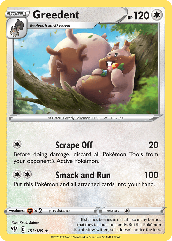 Greedent — Darkness Ablaze Pokemon card