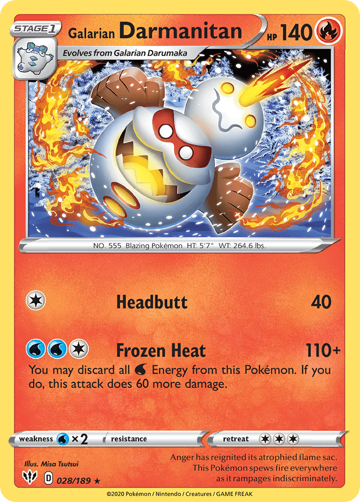 Galarian Darmanitan — Darkness Ablaze Pokemon card