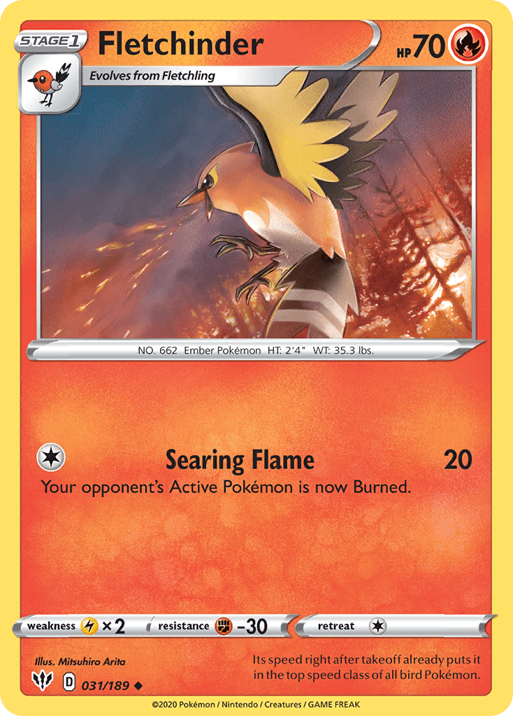 Fletchinder — Darkness Ablaze Pokemon card