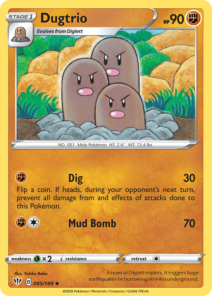 Dugtrio — Darkness Ablaze Pokemon card