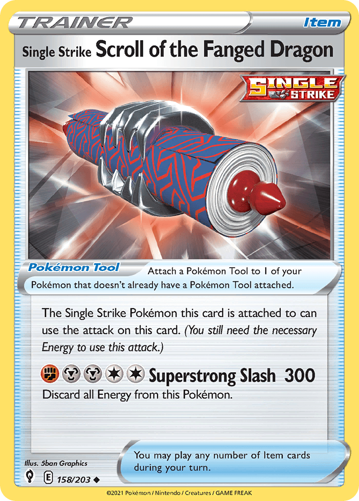 Single Strike Scroll of the Fanged Dragon — Evolving Skies Pokemon card