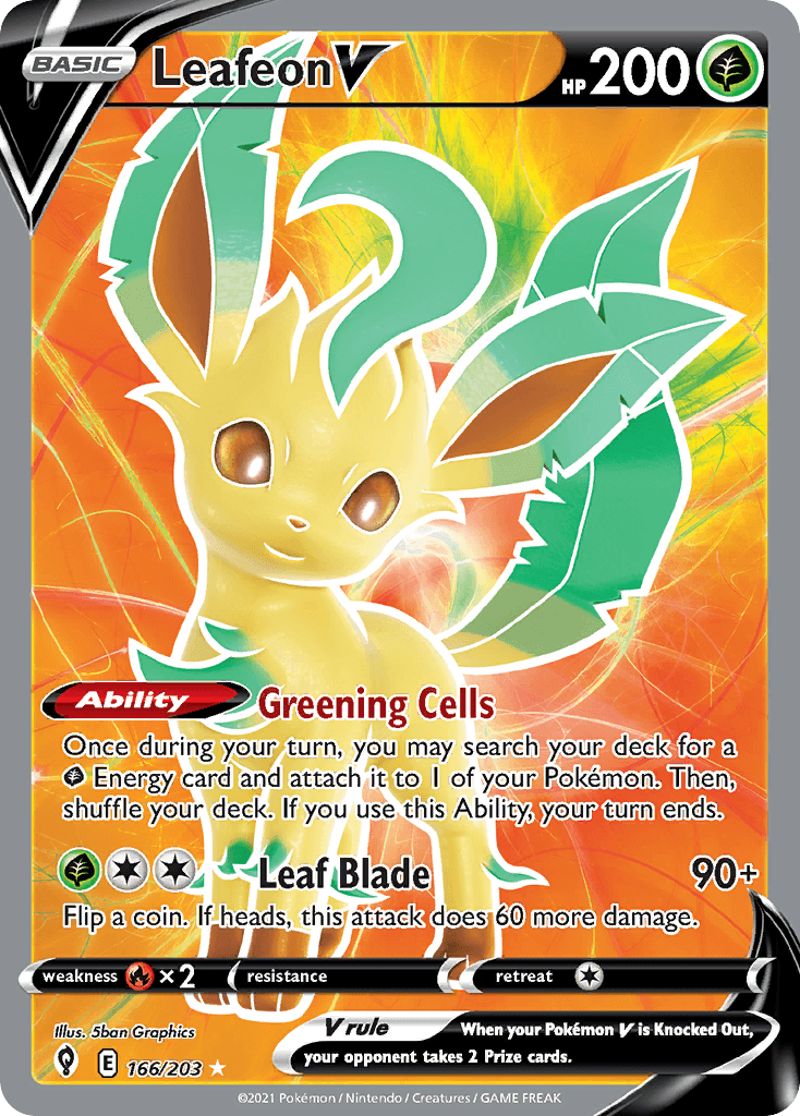 Leafeon V — Evolving Skies Pokemon card