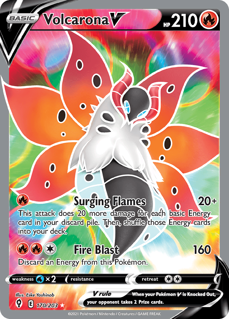 Volcarona V — Evolving Skies Pokemon card