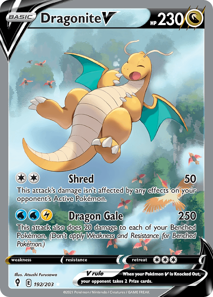 Dragonite V — Evolving Skies Pokemon card