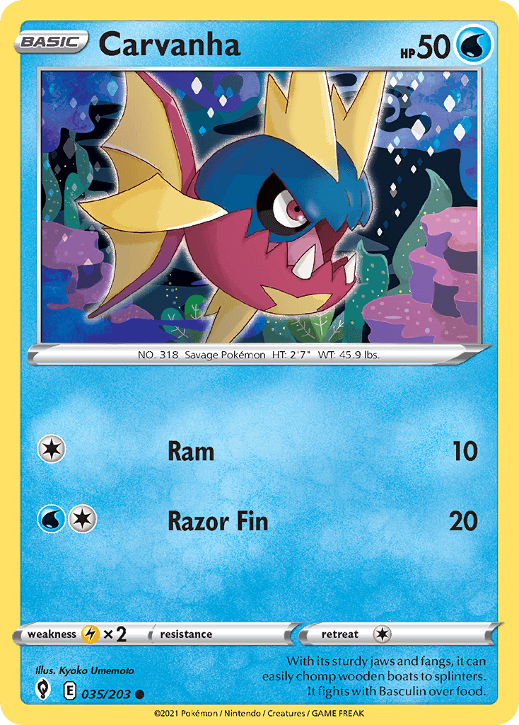 Carvanha — Evolving Skies Pokemon card