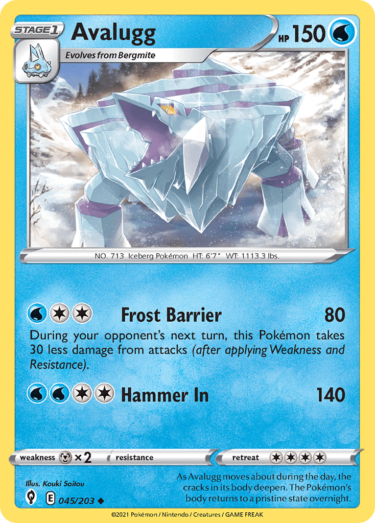 Avalugg — Evolving Skies Pokemon card