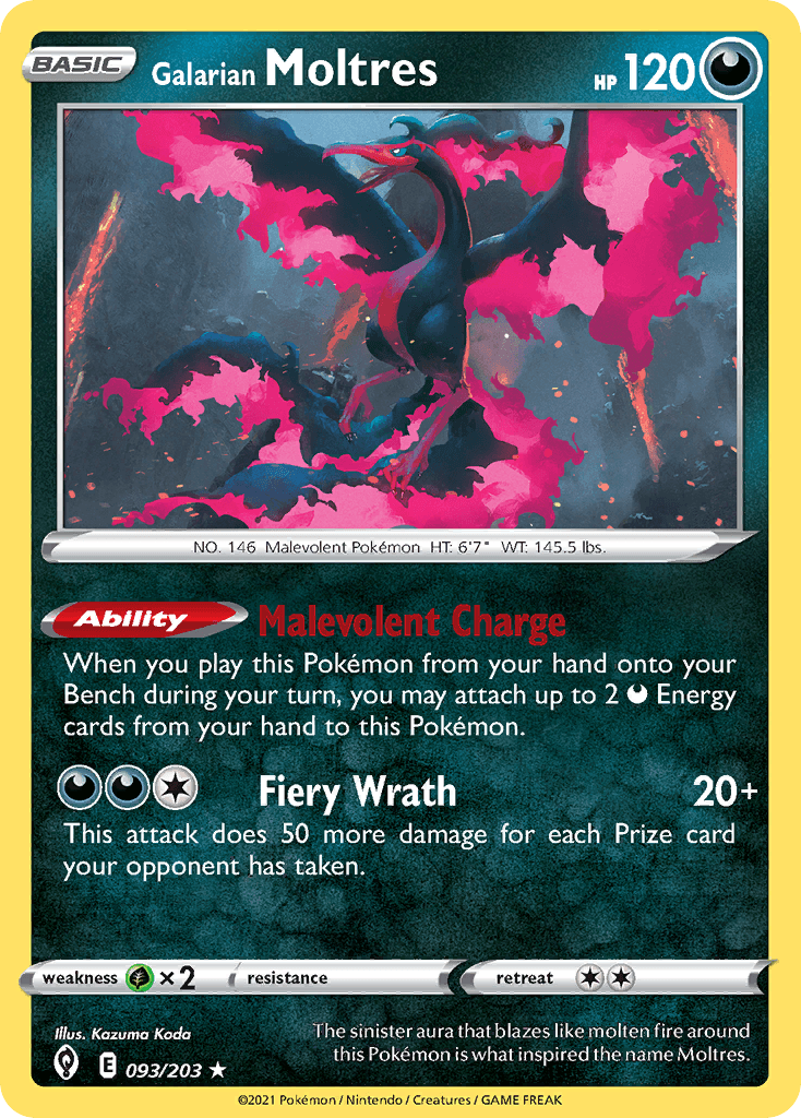 Galarian Moltres — Evolving Skies Pokemon card