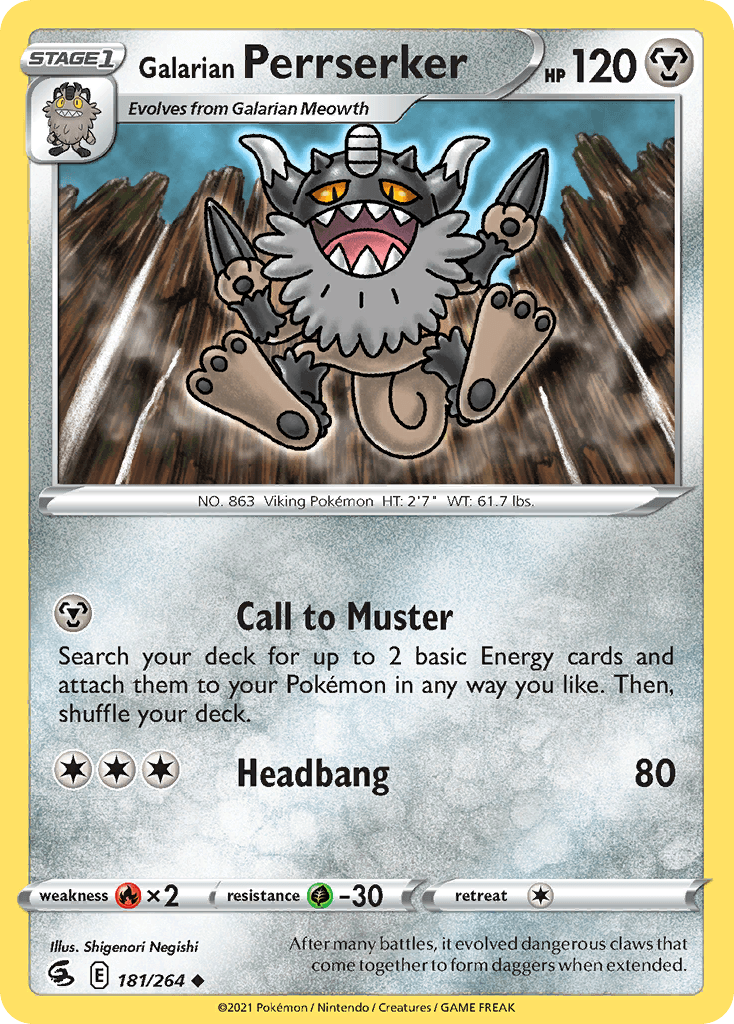 Galarian Perrserker — Fusion Strike Pokemon card