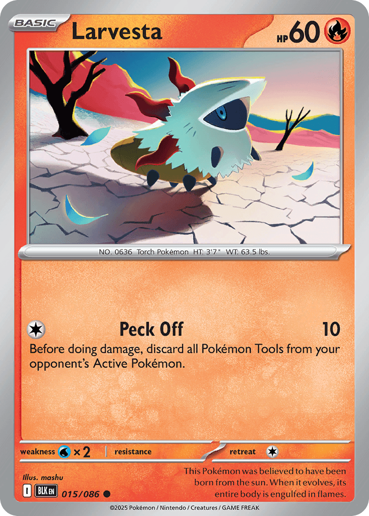 Larvesta — Black Bolt Pokemon card