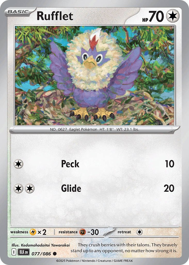 Rufflet — Black Bolt Pokemon card