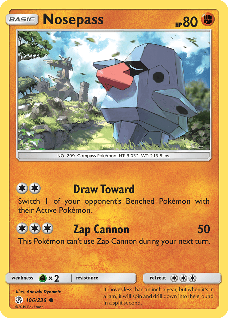 Nosepass — Cosmic Eclipse Pokemon card